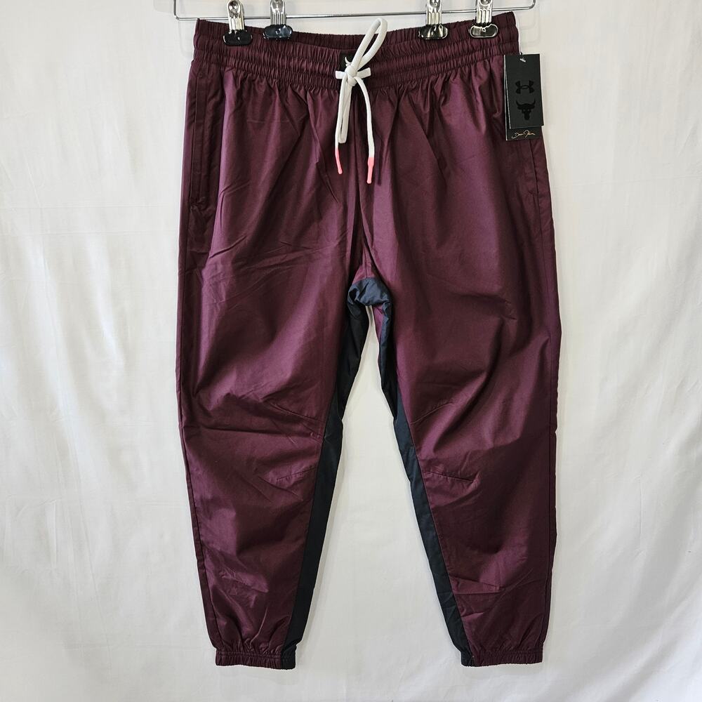 Under Armour Women's Project Rock Woven Joggers Burgundy Black Large
